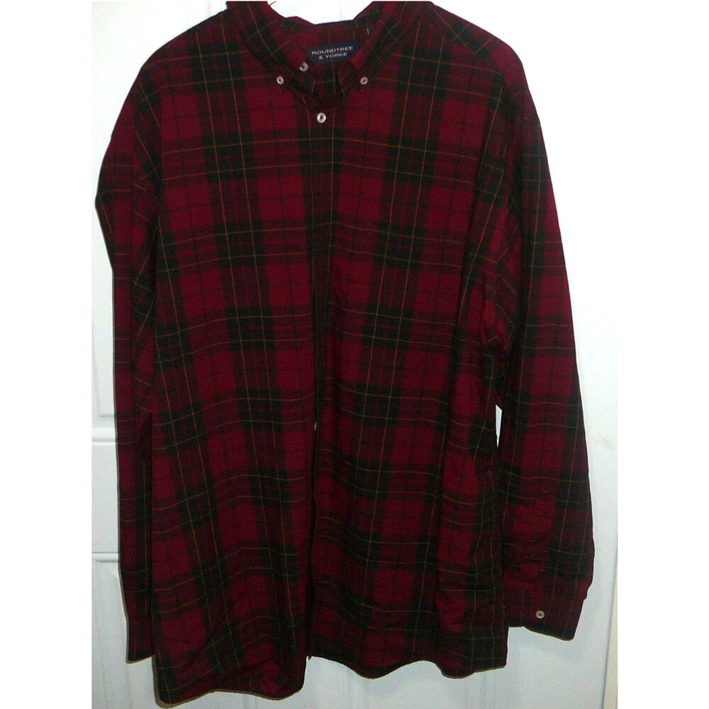 Roundtree & Yorke 2XT Long Sleeve Button Down Collar Men's Plaid Shirt